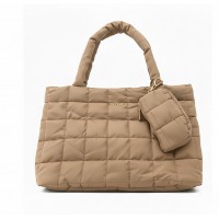 Quilted Tote Handbag with Detachable Pouch, Lightweight Large Capacity Shoulder Bag for Women – Stylish Work, Travel & Everyday Use 